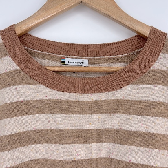 Smartwool Edgewood Boyfriend Striped Crewneck Sweater Almond Women’s Size Medium - Picture 3 of 10